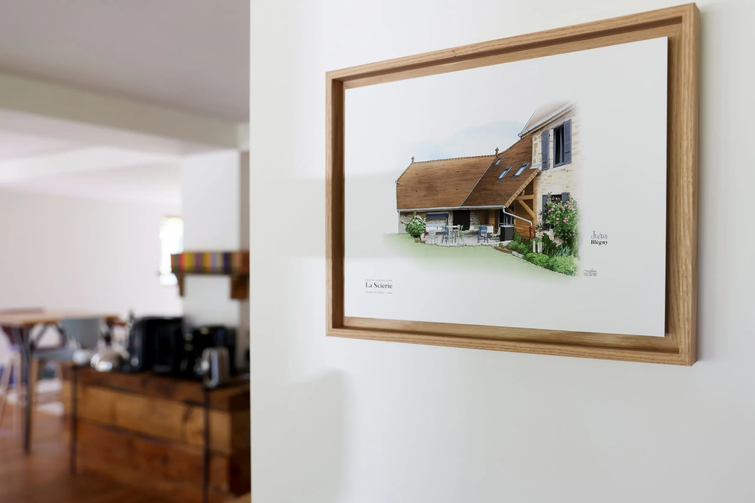 Tableau encadré représentant une maison de campagne - Séjour Jura - Domaine La Scierie